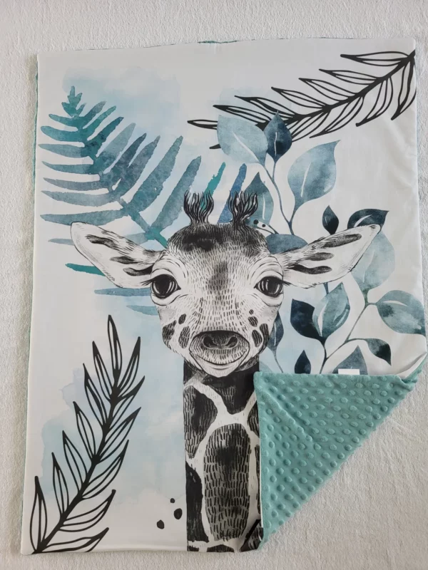 Couverture bébé Épaisse - Girafe / bleu